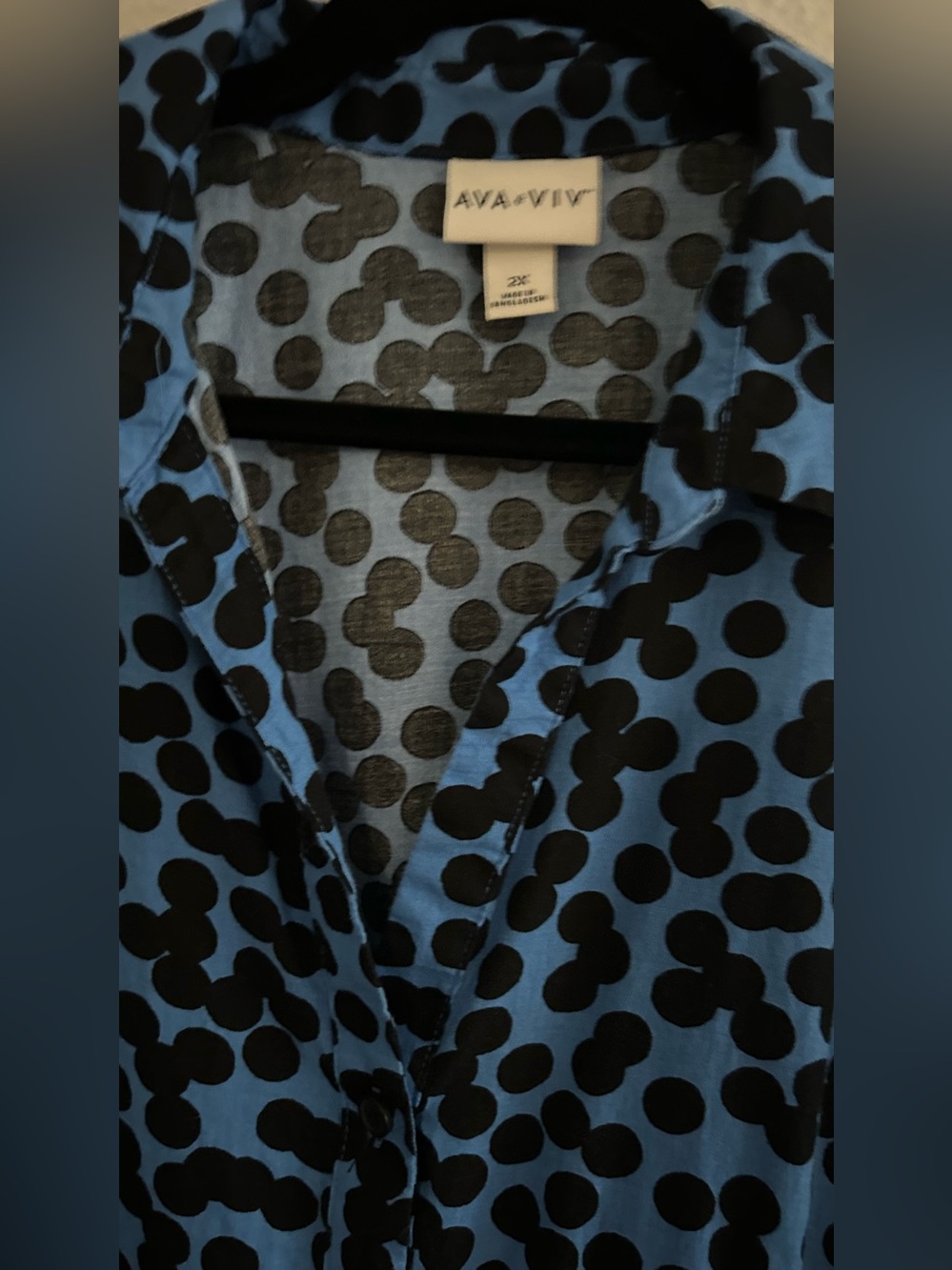 Ava & Viv Blue and Black Polka Dot Midi Dress - Picture 4 of 7